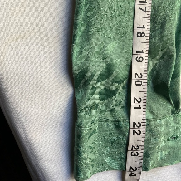 Topshop Green Jacquard Tie Neck Jumpsuit Long Sleeve Size US 2 Elegant - Picture 11 of 12